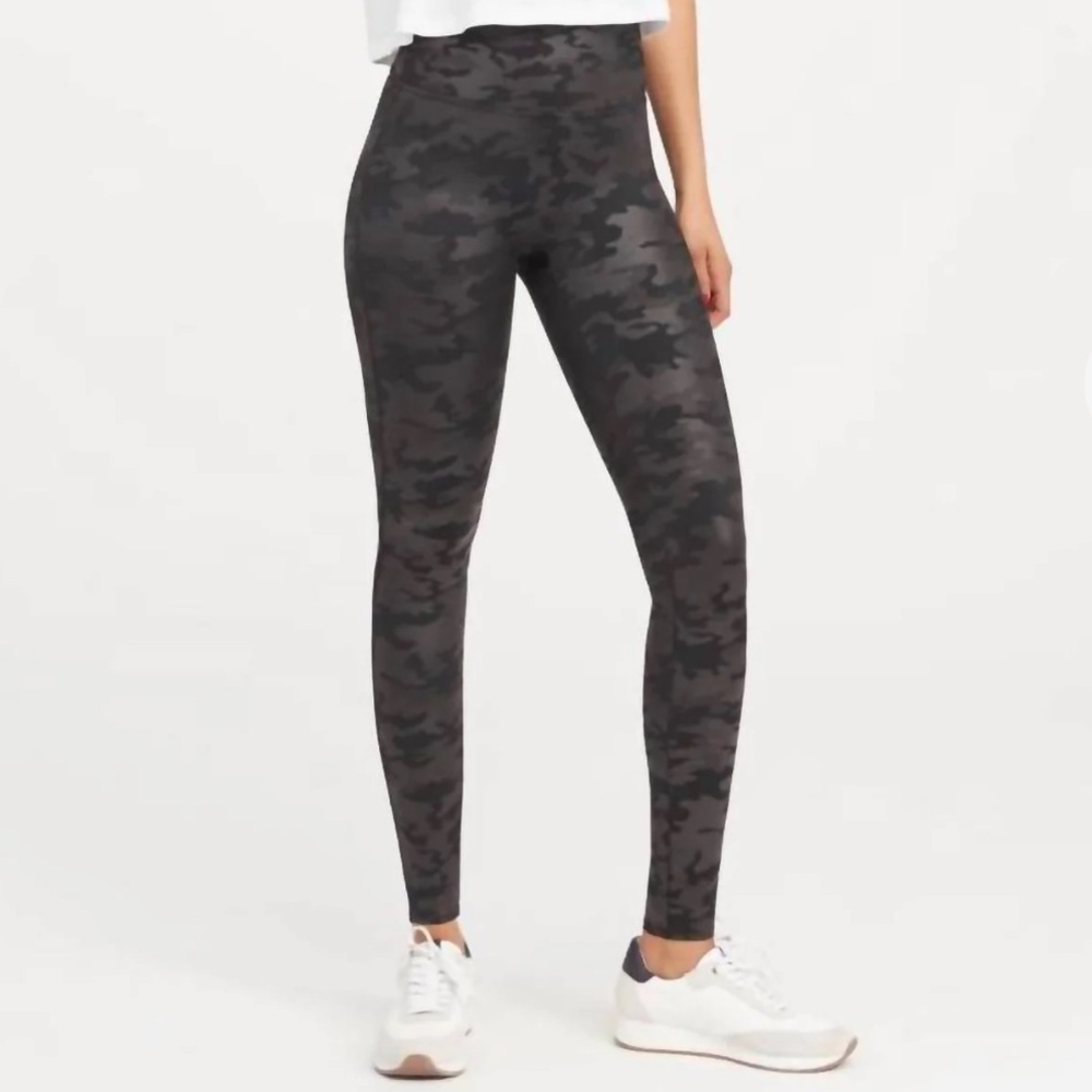 Spanx Camo Faux Leather Leggings